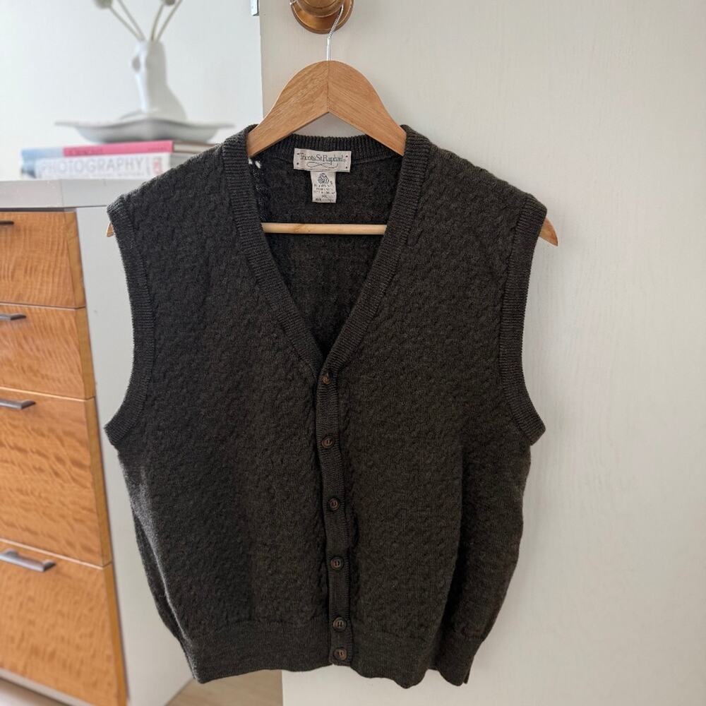 Vintage Tricots St Raphael Merino Wool Sweater Vest Gray XL‎ ✨
